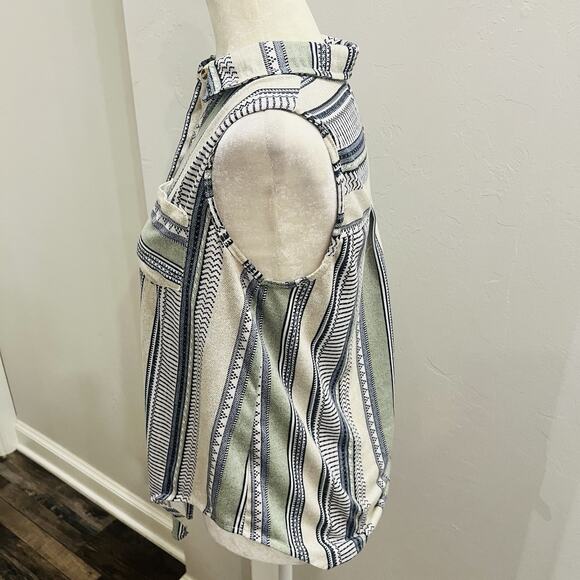 Eden & Olivia Top Women’s M Button Front Striped White Blue Sleeveless (A0132) - Picture 3 of 6